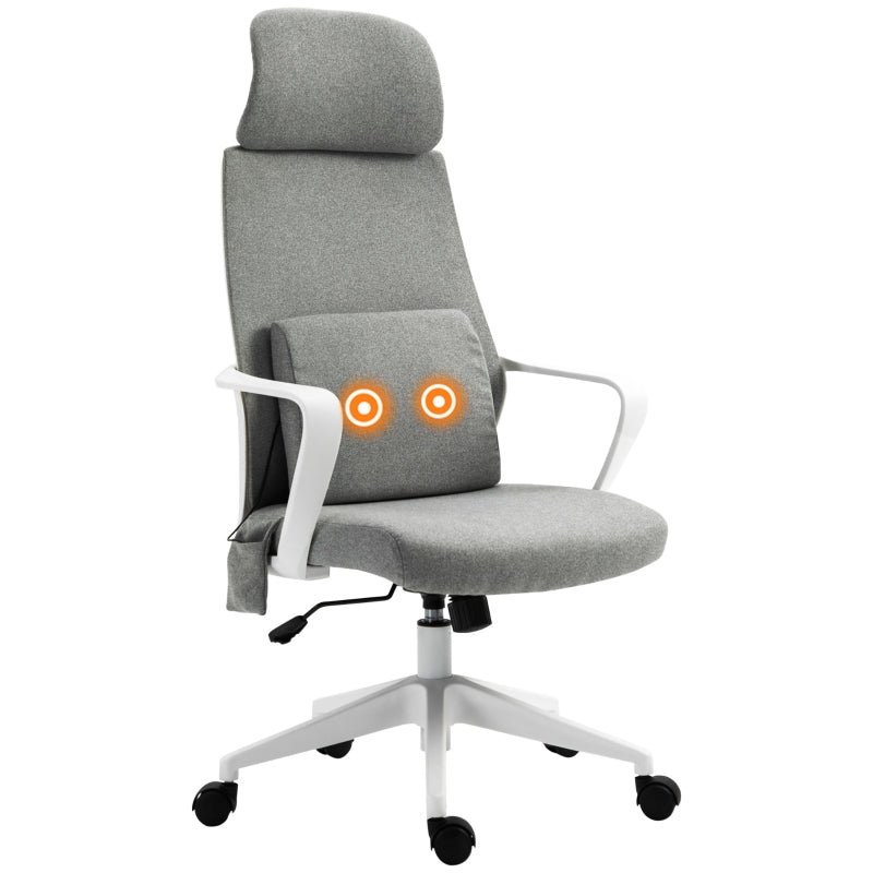 Grey Fabric Office Gaming Chair with Massage Lumbar Pillow