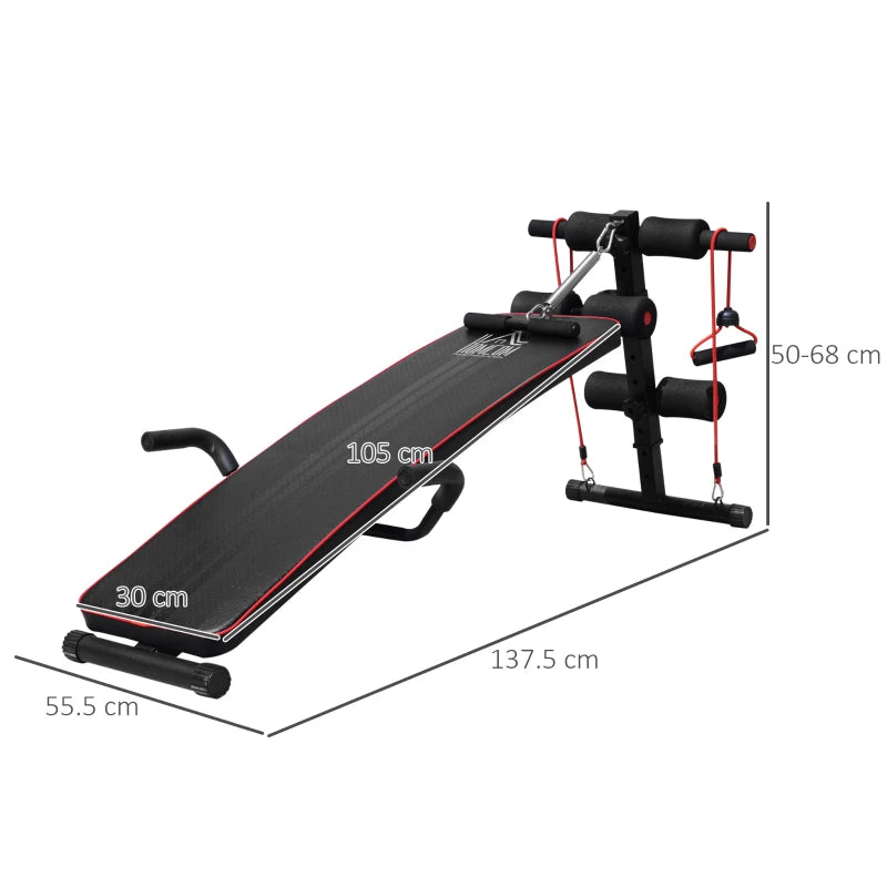 Black Adjustable Sit Up Bench with Thigh Support for Home Gym
