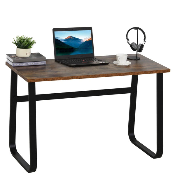 Rustic Brown Industrial Computer Desk, Small Home Office Workstation