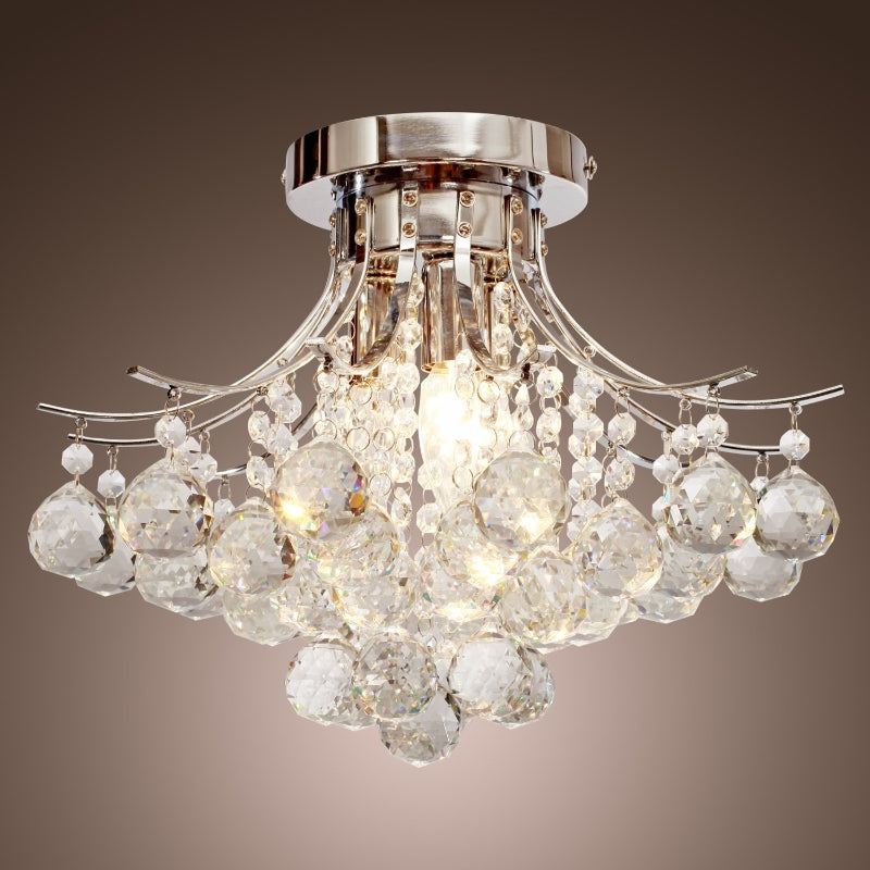 Crystal Ceiling Chandelier - Modern Silver