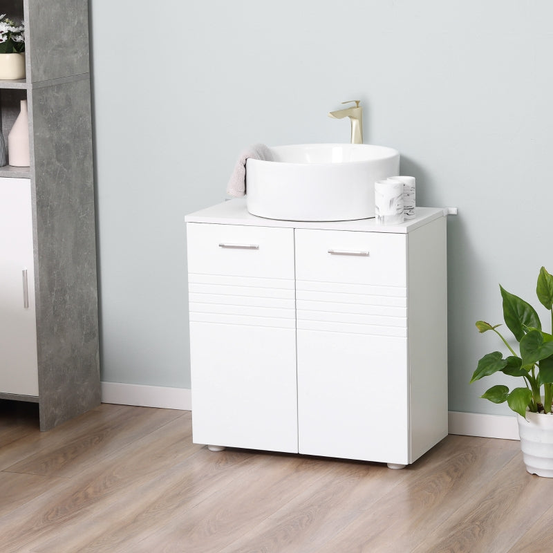 White Under Sink Bathroom Storage Cabinet with Adjustable Shelf