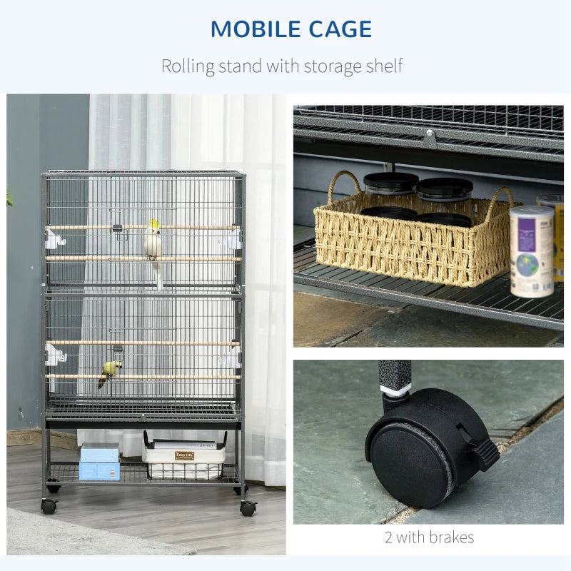 Large Bird Cage for Finches & Parakeets - Dark Grey