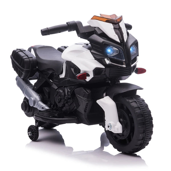 White Kids Electric Motorbike 6V Ride-On Motorcycle for 1.5-4 Years Old