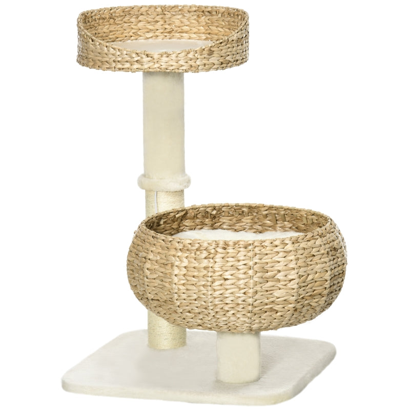 72cm Cat Tree Tower with Sisal Scratching Post, Beds, Toy Ball - Grey