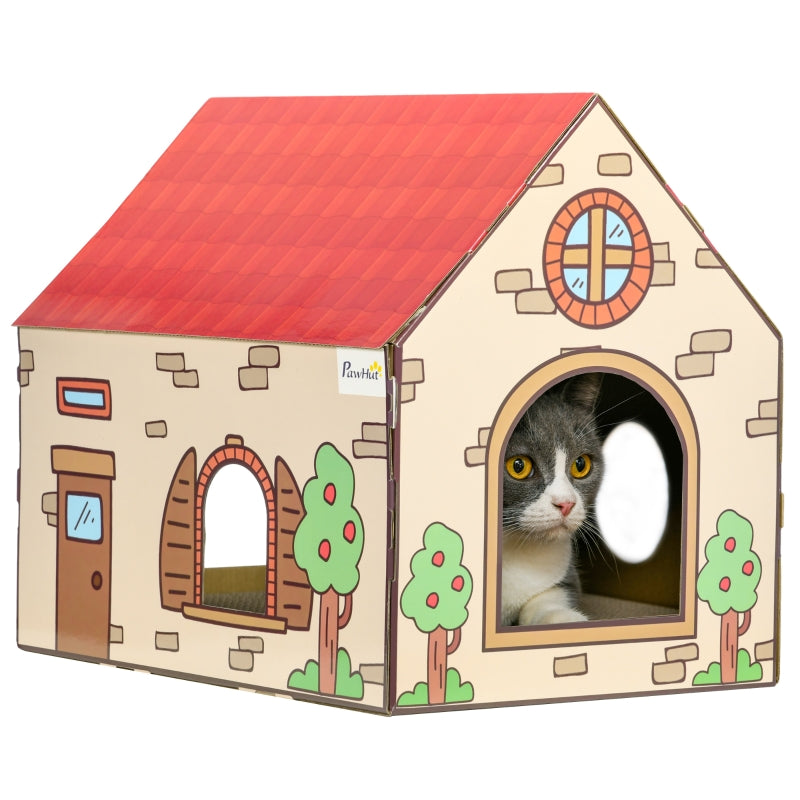 Cat House & Scratching Board Combo - Grey