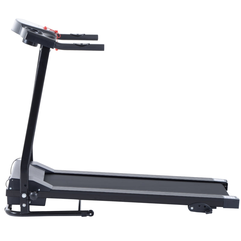 Black Foldable Electric Treadmill with LCD Display and Cup Holders