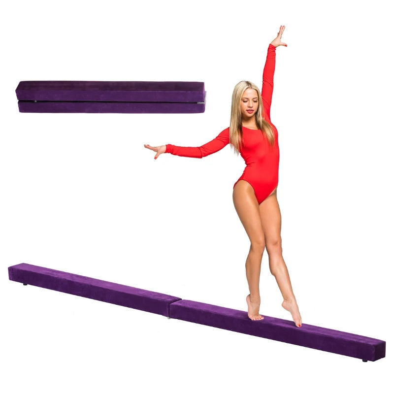 Purple Suede Upholstered Wooden Folding Balance Beam