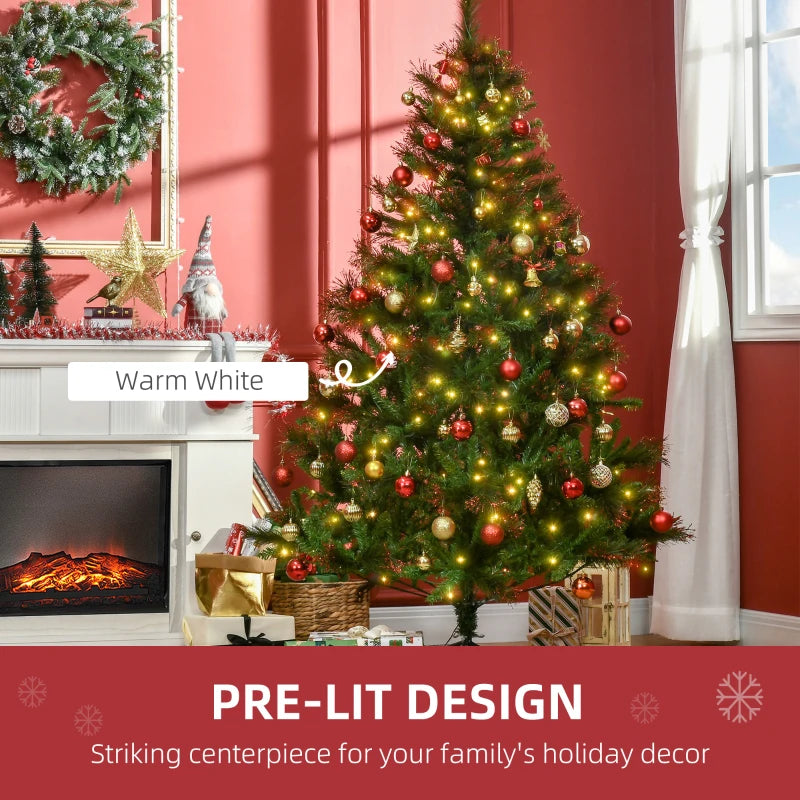 6ft Pre-Lit Artificial Spruce Christmas Tree - Warm White LED Lights