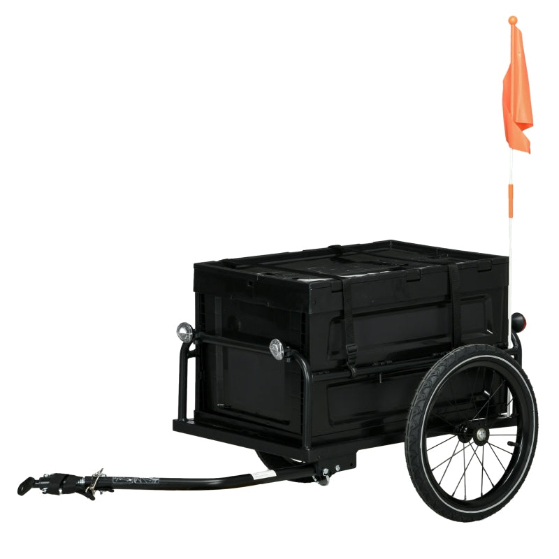 Black Steel Frame Bike Trailer Storage Box - 65L Capacity