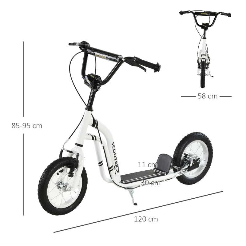 Adjustable Black 12" Metal Frame Kick Scooter with Dual Brakes