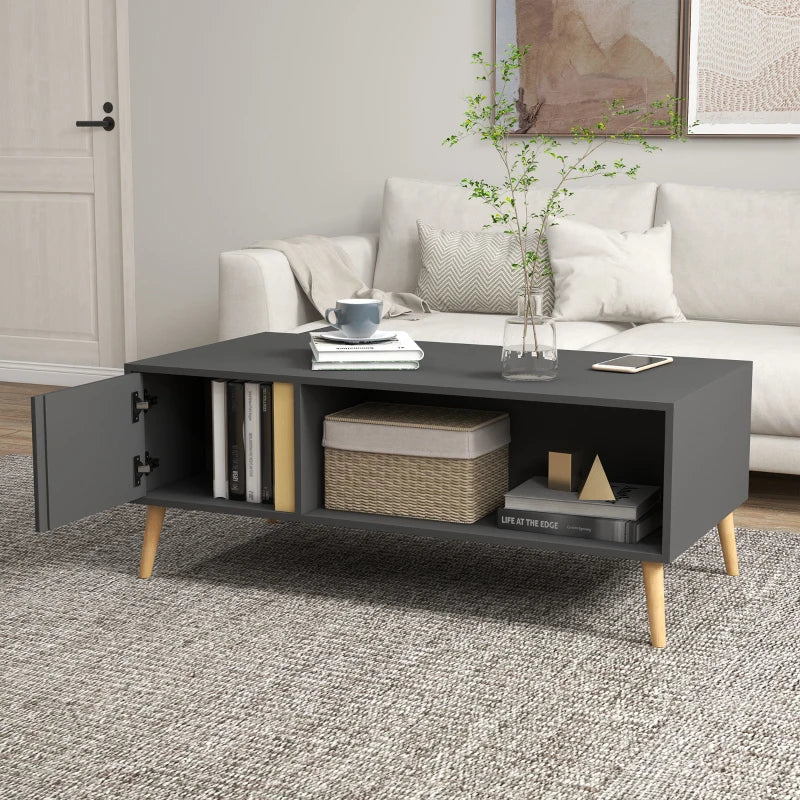 Grey Modern Coffee Table with Storage Compartments, 115 x 58 x 45cm