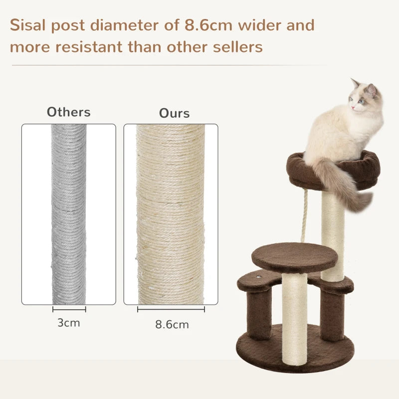 Brown 65cm Cat Tree with Sisal Scratching Posts and Perches