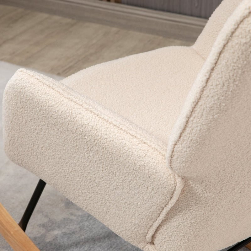 Beige Wingback Nursery Rocking Chair with Berber Fleece Seat