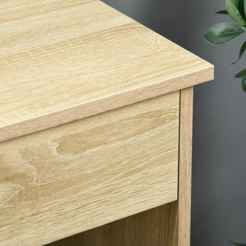 Oak Computer Desk with Lockable Drawer and Storage Shelf, 110 x 50 x 76 cm