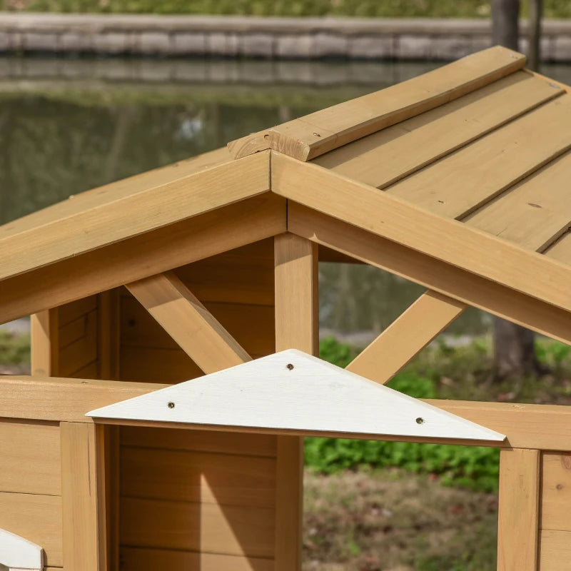 Wooden Outdoor Playhouse with Door and Windows - Natural