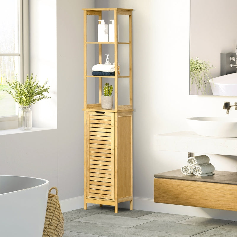 Natural Bathroom Floor Cabinet with 3 Shelves