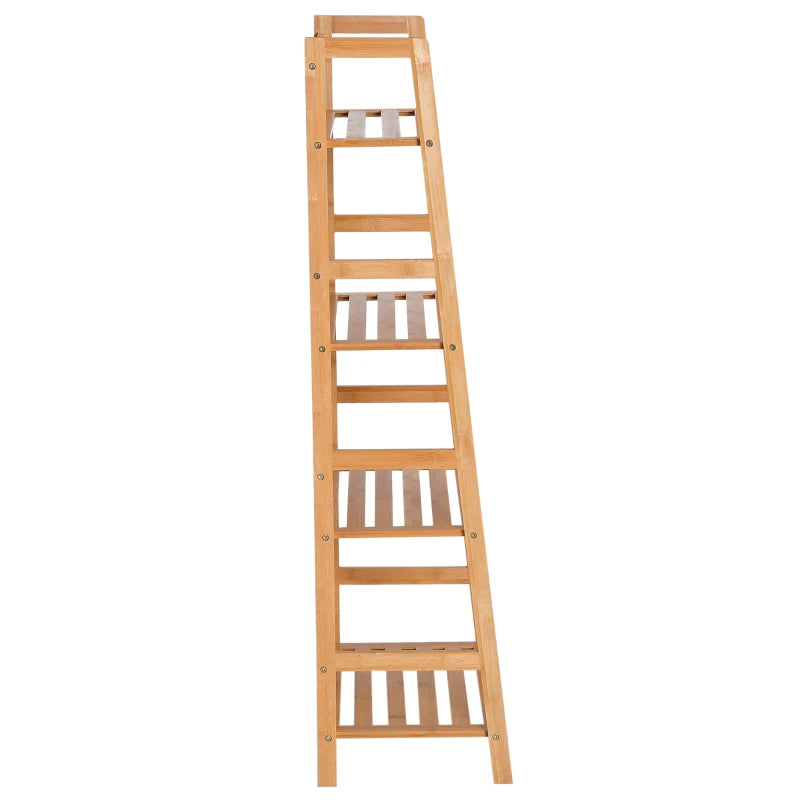 4-Tier Bamboo Ladder Bookshelf, Natural Wood, 48x31.5x120cm