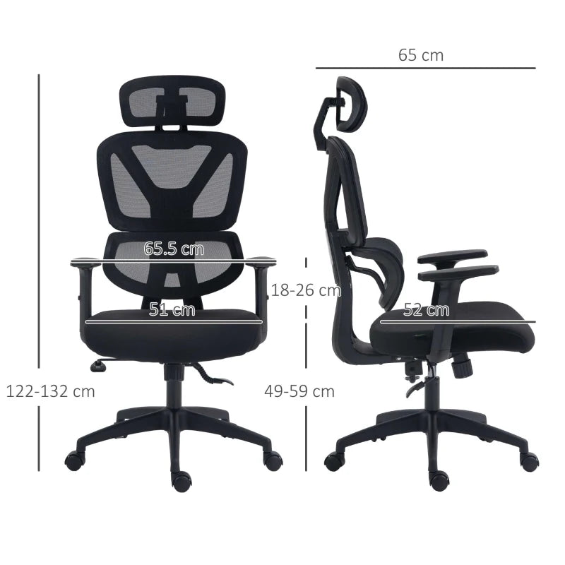 Black Mesh Office Chair with Lumbar Support & Swivel Wheels