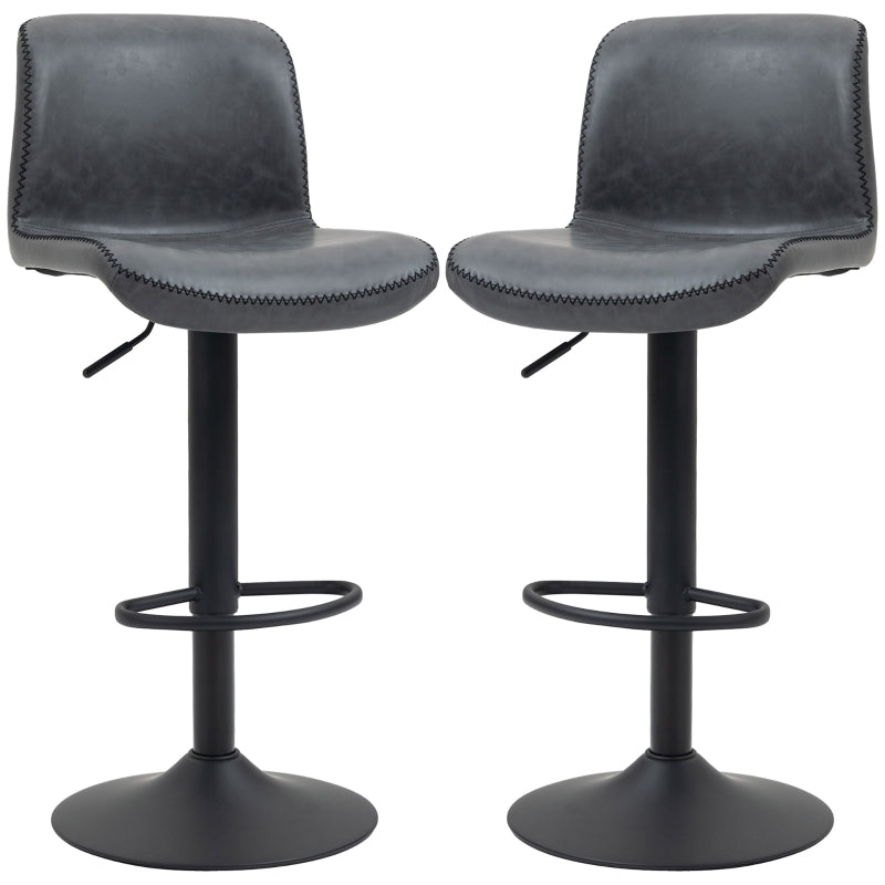 Dark Grey Adjustable Swivel Bar Stool Set of 2 for Kitchen and Home
