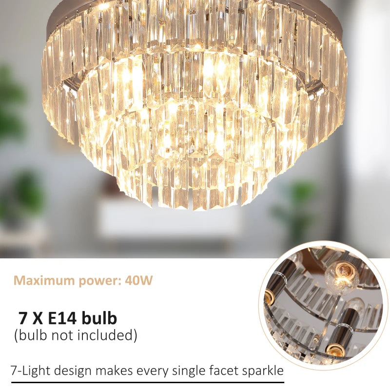 Modern 7-Light Crystal Ceiling Chandelier - Silver