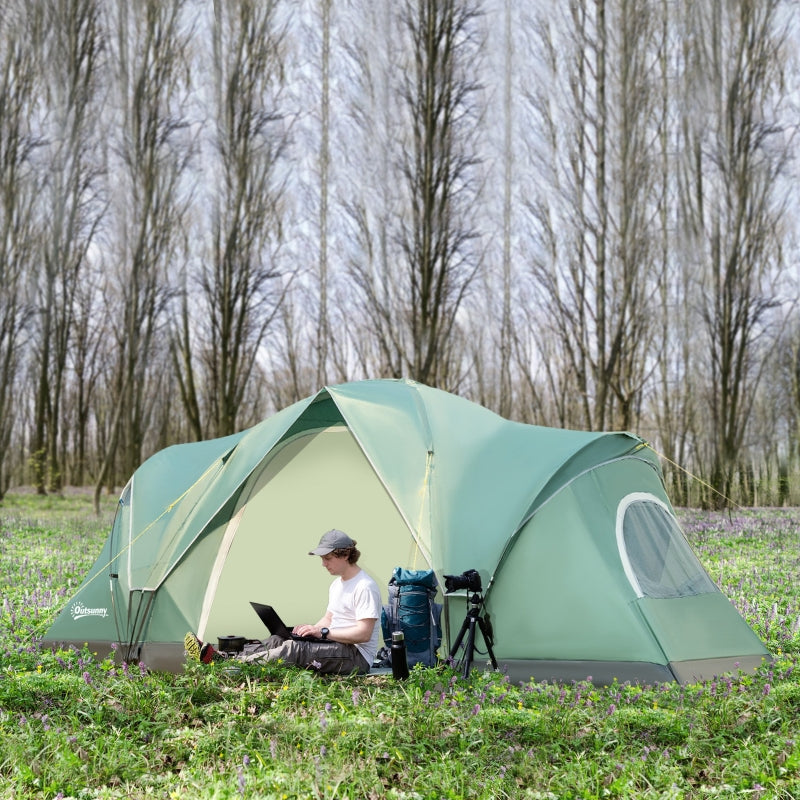 Dark Green 5-6 Person Dome Camping Tent UV Protection Water Resistant