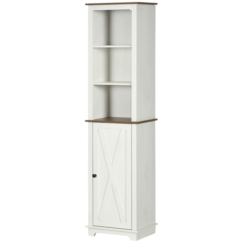 White Tall Bathroom Storage Cabinet with Adjustable Shelves, 39.5 x 30 x 160 cm