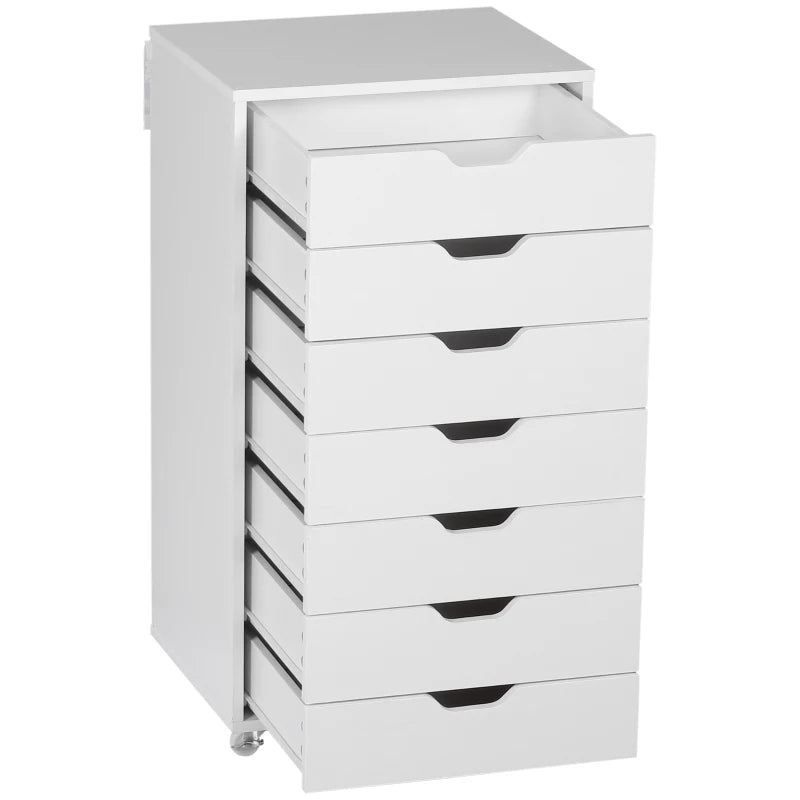 White 7-Drawer Vertical File Cabinet on Wheels for Home Office