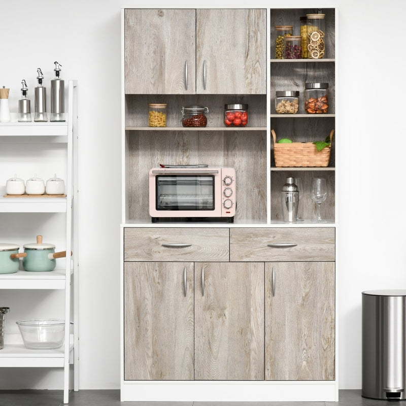 Modern White Kitchen Storage Cabinet with Adjustable Shelves and Drawers