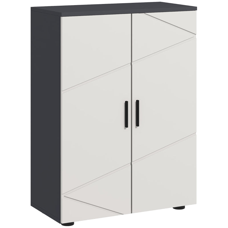 Grey Bathroom Storage Cabinet with 2 Doors and Adjustable Shelves