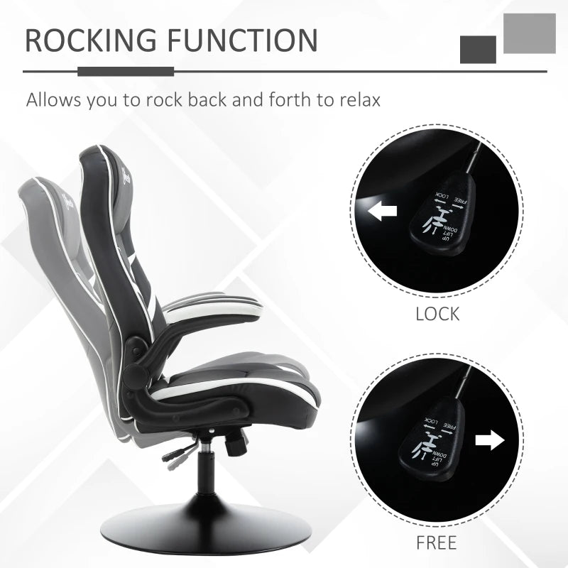 Black & White Ergonomic Gaming Chair with Adjustable Height