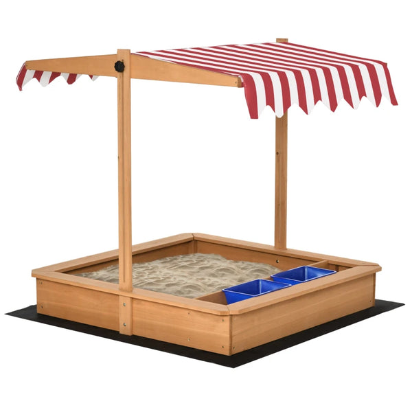 Wooden Sand Pit with Canopy - Blue Kids Sandbox Set