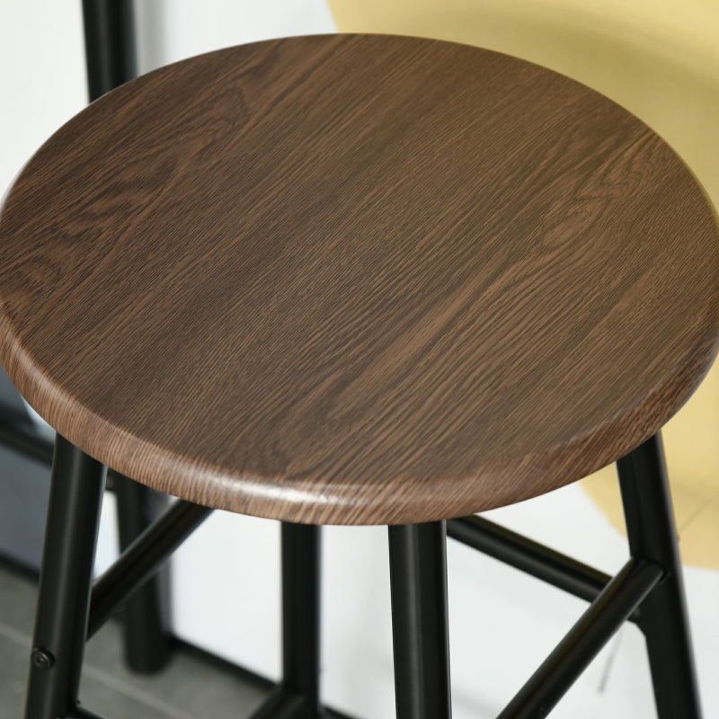 Black and Oak Bar Table Set with Footrest and Storage Shelf