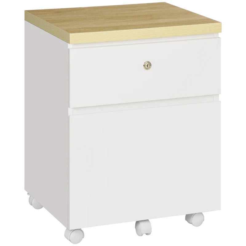 White 2-Drawer Locking Filing Cabinet for Legal Size Files