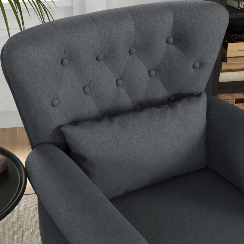Grey Velvet Chesterfield Accent Chair