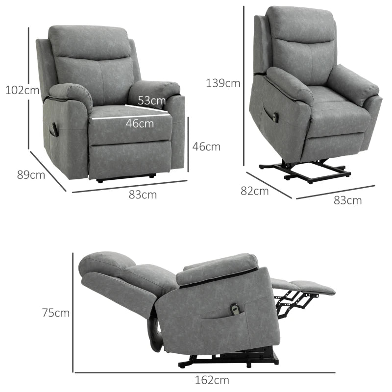 Grey Electric Power Lift Recliner Chair for Elderly with Remote Control