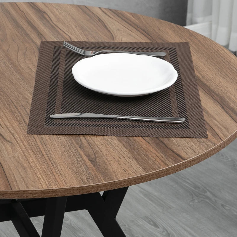 Brown Dining Table with Black Legs - 90 x 76 cm, Anti-slip Foot Pads