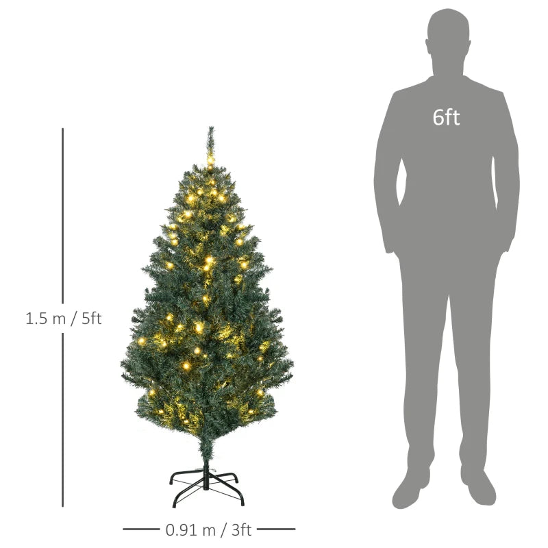 5' Pre-lit Christmas Tree with Warm White LED Lights - Holiday Decor Set