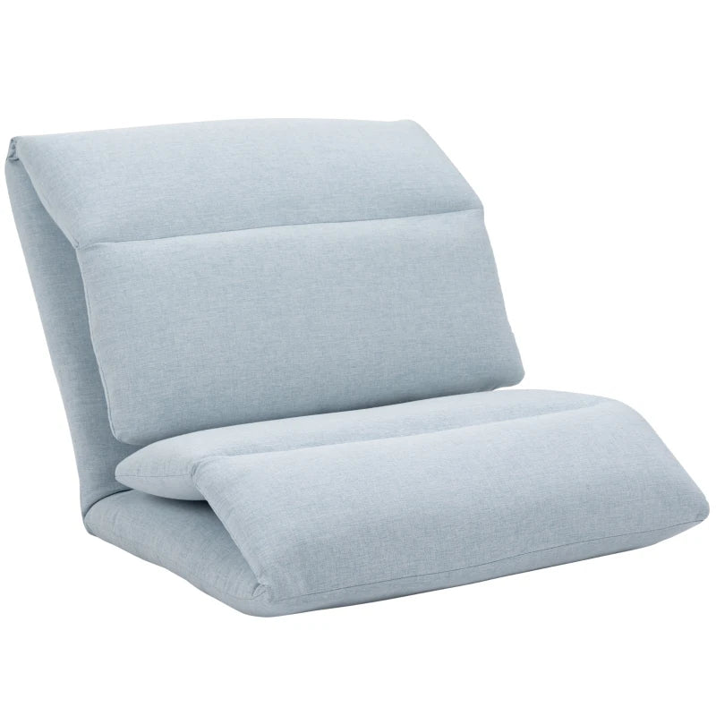 Blue Adjustable Floor Chair with Back Support - Folding Lazy Sofa Bed