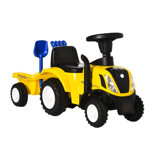 Yellow Toddler Ride-On Tractor with Horn and Storage