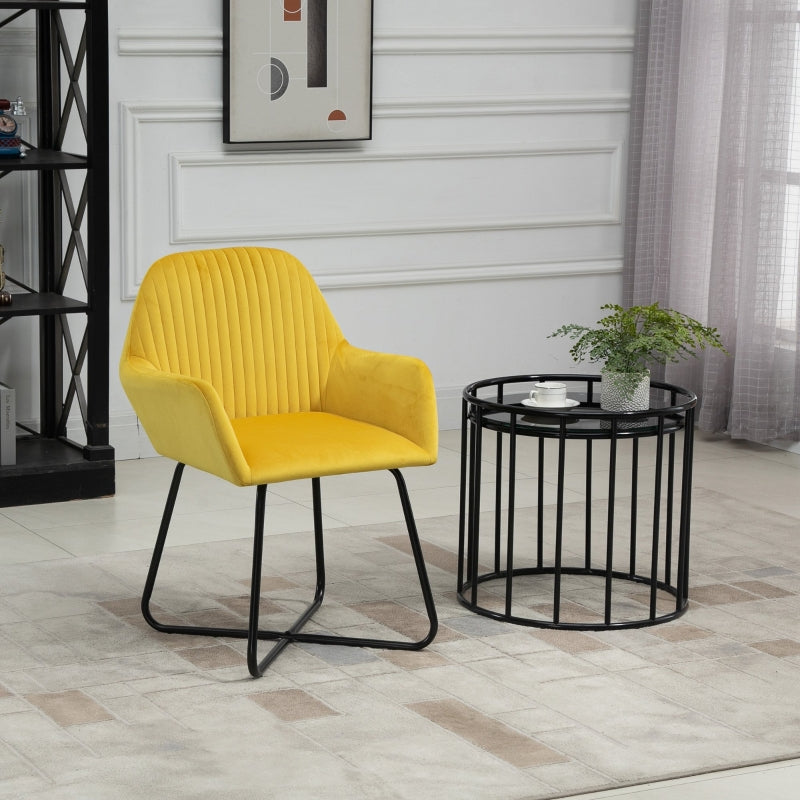 Yellow Modern Upholstered Armchair with Metal Base for Living Room