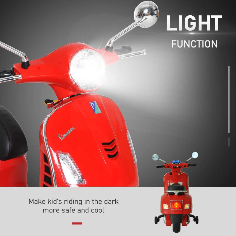 Red Kids Ride-On Motorcycle with LED Lights - 6V