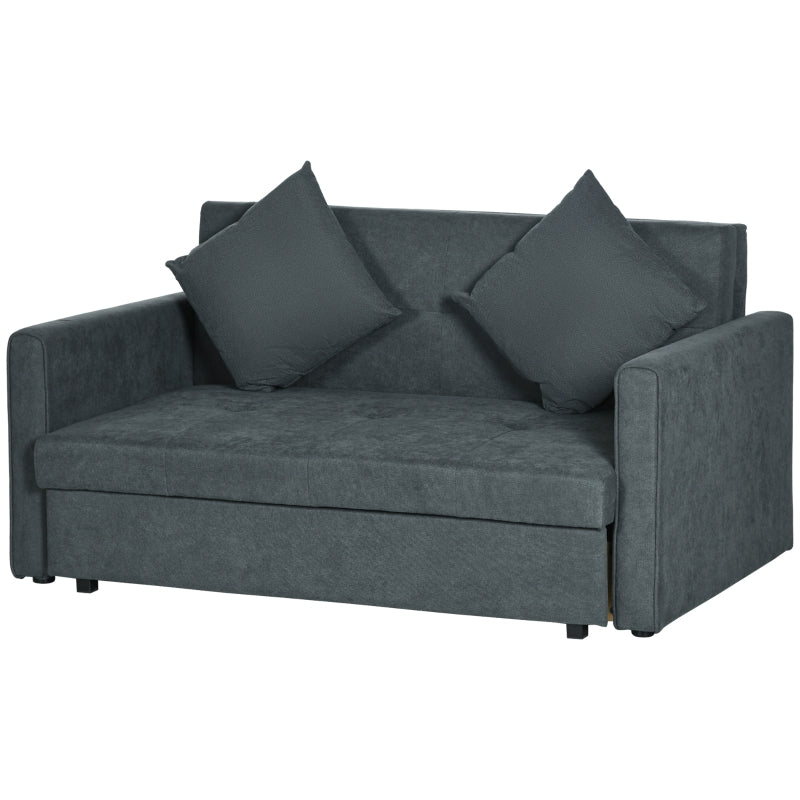 Dark Grey 2 Seater Convertible Sofa Bed with Storage