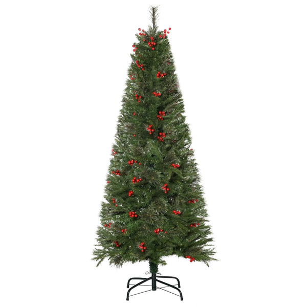 5ft Green Artificial Christmas Tree with Realistic Branches and Red Berries