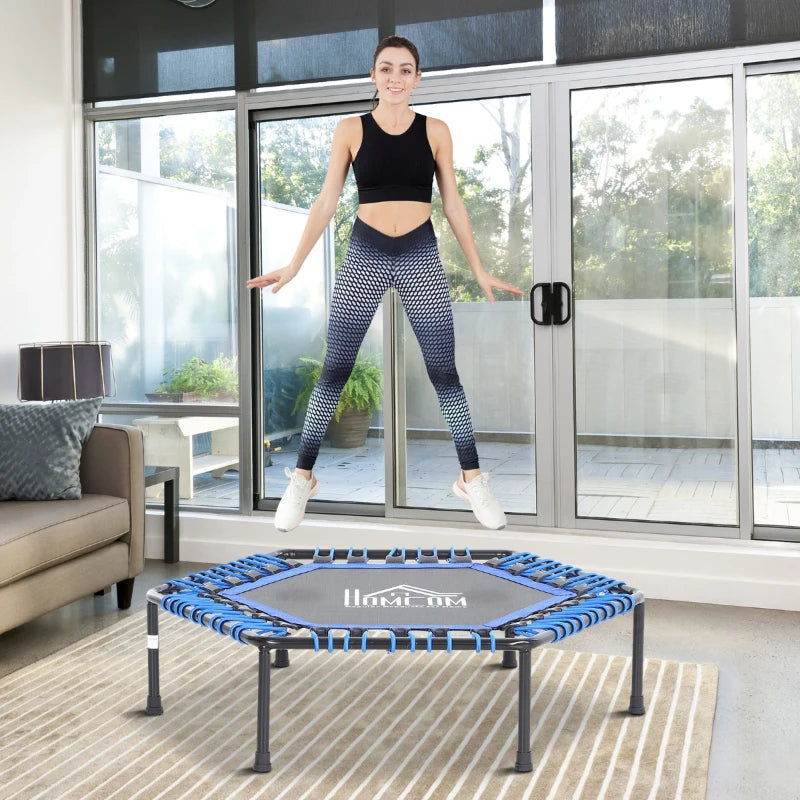 Blue 40" Mini Hexagon Trampoline with Anti-slip Pads