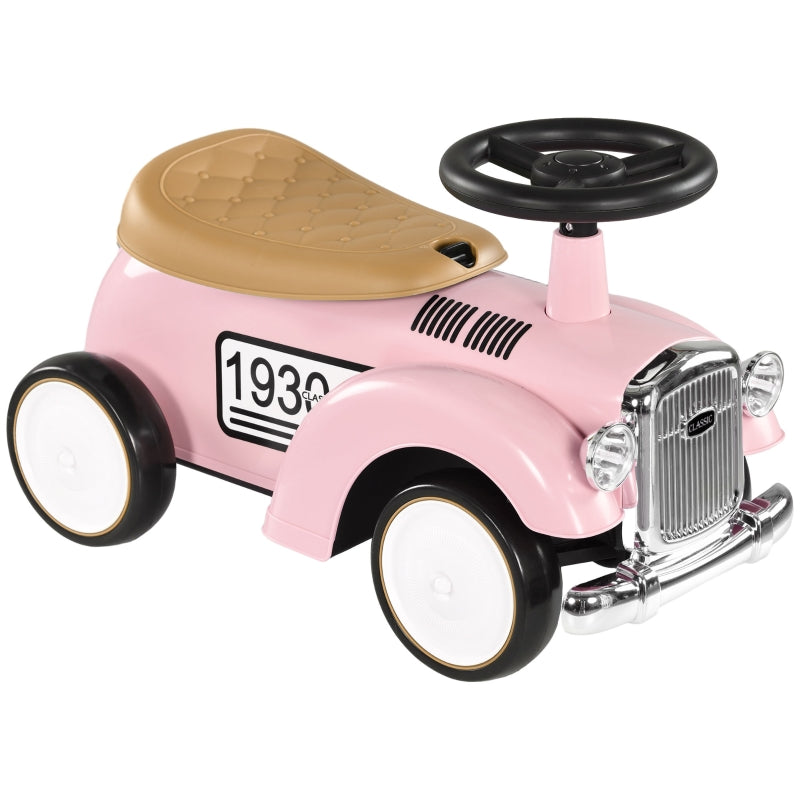 Pink Toddler Foot-to-Floor Slider with Under-Seat Storage & Horn