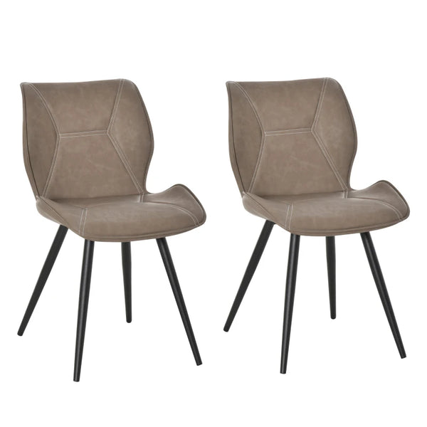 Brown PU Leather Racing-Style Dining Chairs Set of 2