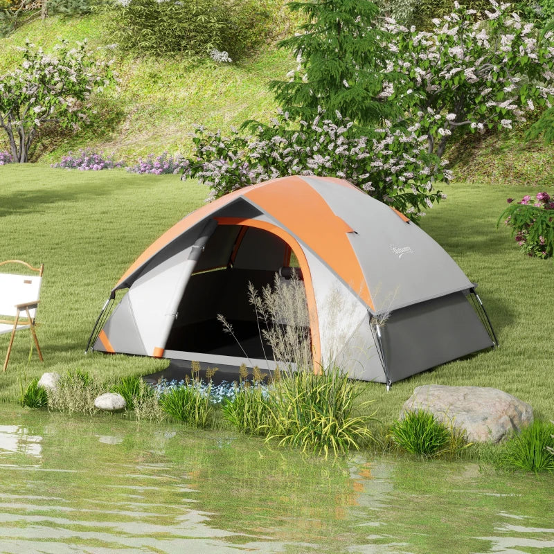 Orange/Grey 3-Person Dome Tent with Accessories