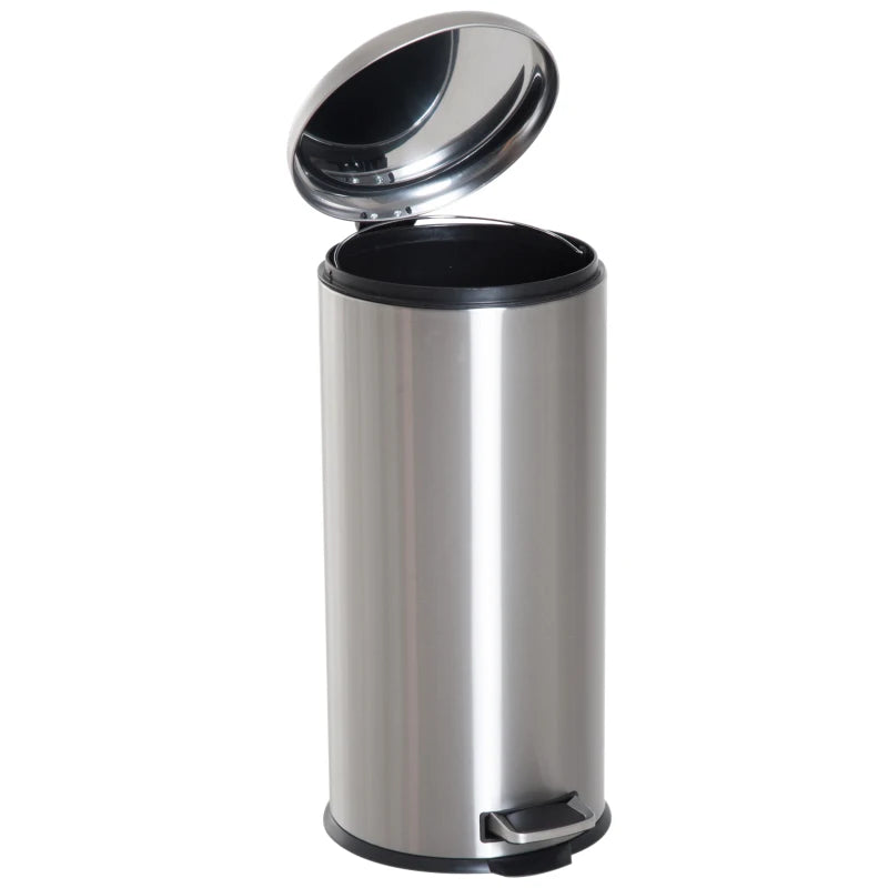 Silver Stainless Steel 30L Foot Pedal Kitchen Bin