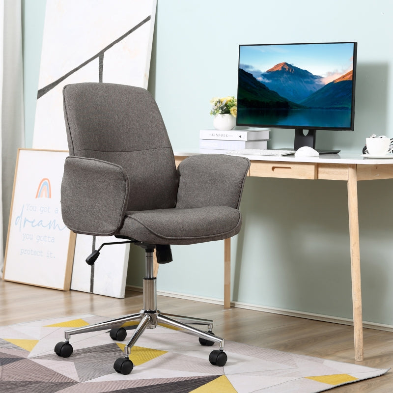 Light Grey Rocking Office Chair with Arm Rests & Wheels