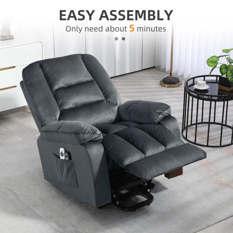 Grey Massage Recliner Chair with Heat and 8 Massage Points